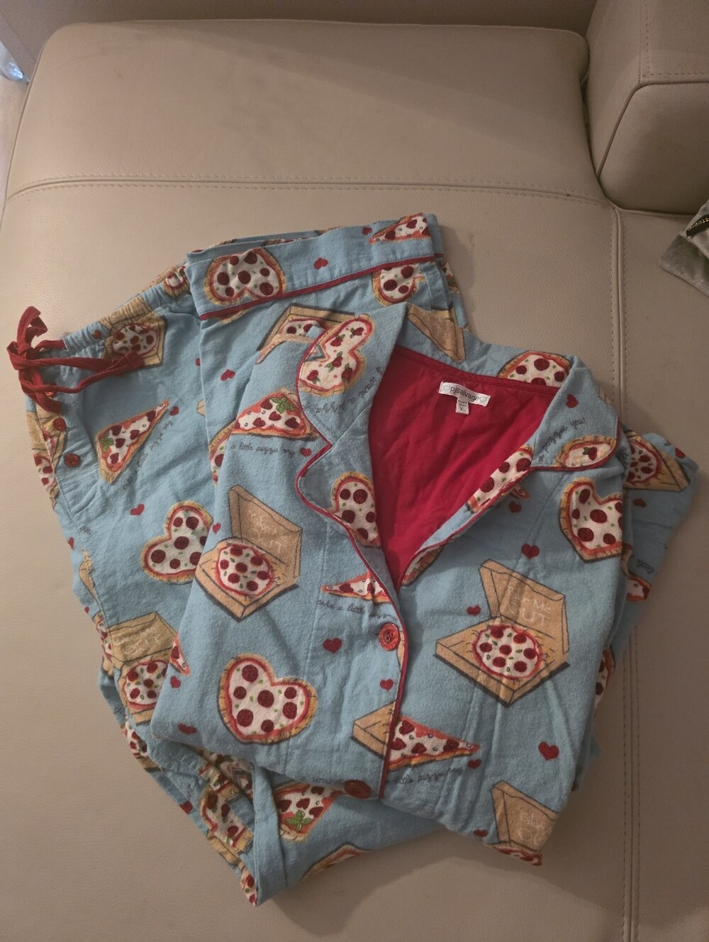 PJ Salvage Lt. Blue "Pizza Lover" Pajamas - XL
